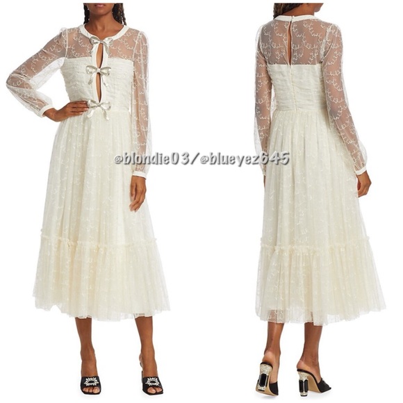 Saloni Tulle bugle bows dress in tusk US4/UK8 NWT - Picture 2 of 6